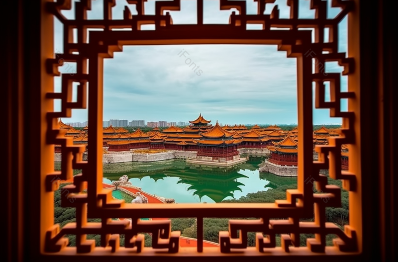 从木窗望出去室外景色实拍摄影图,高清,摄影图,摄影图片,图片大全,摄影图免费下载